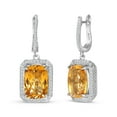 thumbnail image 1 of Cushion Cut Gemstone Halo Dangle Earrings in Sterling Silver, 1 of 5