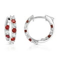thumbnail image 3 of Lab Created Gemstone Huggie Hoop Earrings in Sterling Silver, 3 of 6