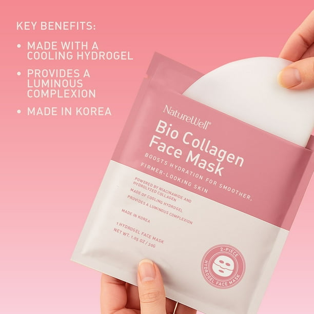 NatureWell Bio Collagen 2-Piece Hydrogel Sheet Face Masks, 8 pk