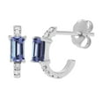 thumbnail image 1 of Emerald Cut Gemstone & 0.12 CT. TW Diamond Stud Earrings in 14K Gold, 1 of 4