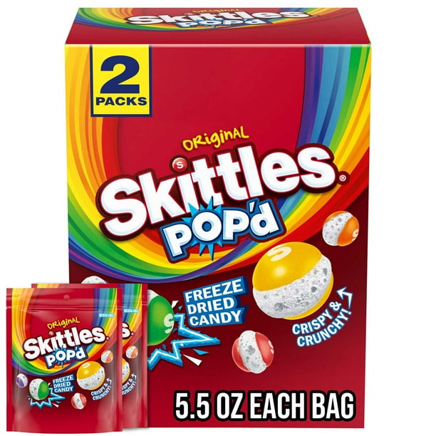 Skittles Pop'd Originals Freeze Dried, Resealable Candy, 5.5 oz, 2