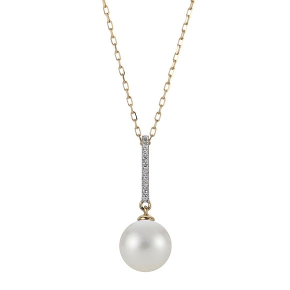 Cultured Freshwater Pearl and 0.04 CT.T.TW. Diamond Pendant Necklace in 14K Gold