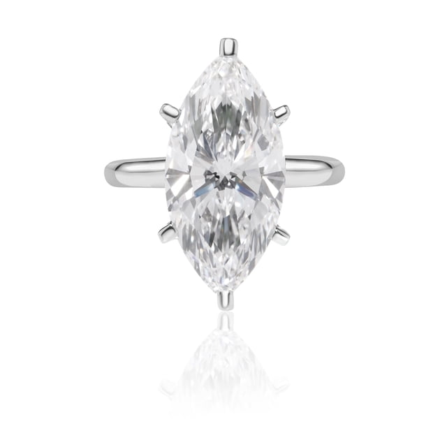 Lab Created Marquise Cut Solitaire Diamond Ring