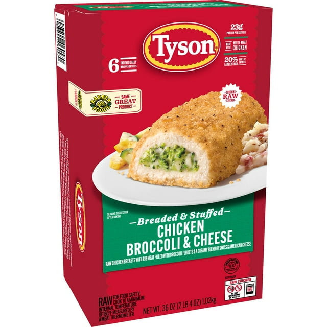 Tyson Foods Stuffed Chicken Breast, Broccoli & Cheese, Frozen, 6 oz., 6 ct.