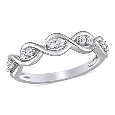 Round Cut White Sapphire Infinity Band in 14K Gold