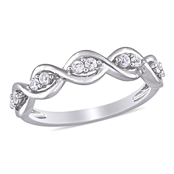 Round Cut White Sapphire Infinity Band in 14K Gold