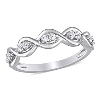 Round Cut White Sapphire Infinity Band in 14K Gold