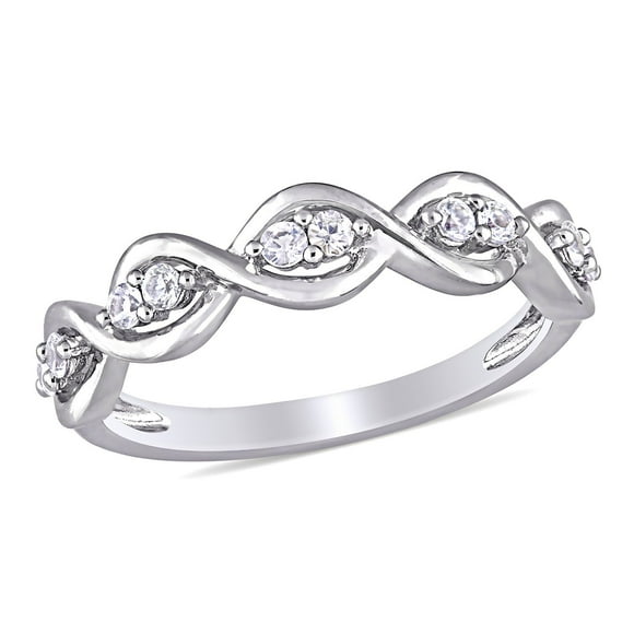 Round Cut White Sapphire Infinity Band in 14K Gold