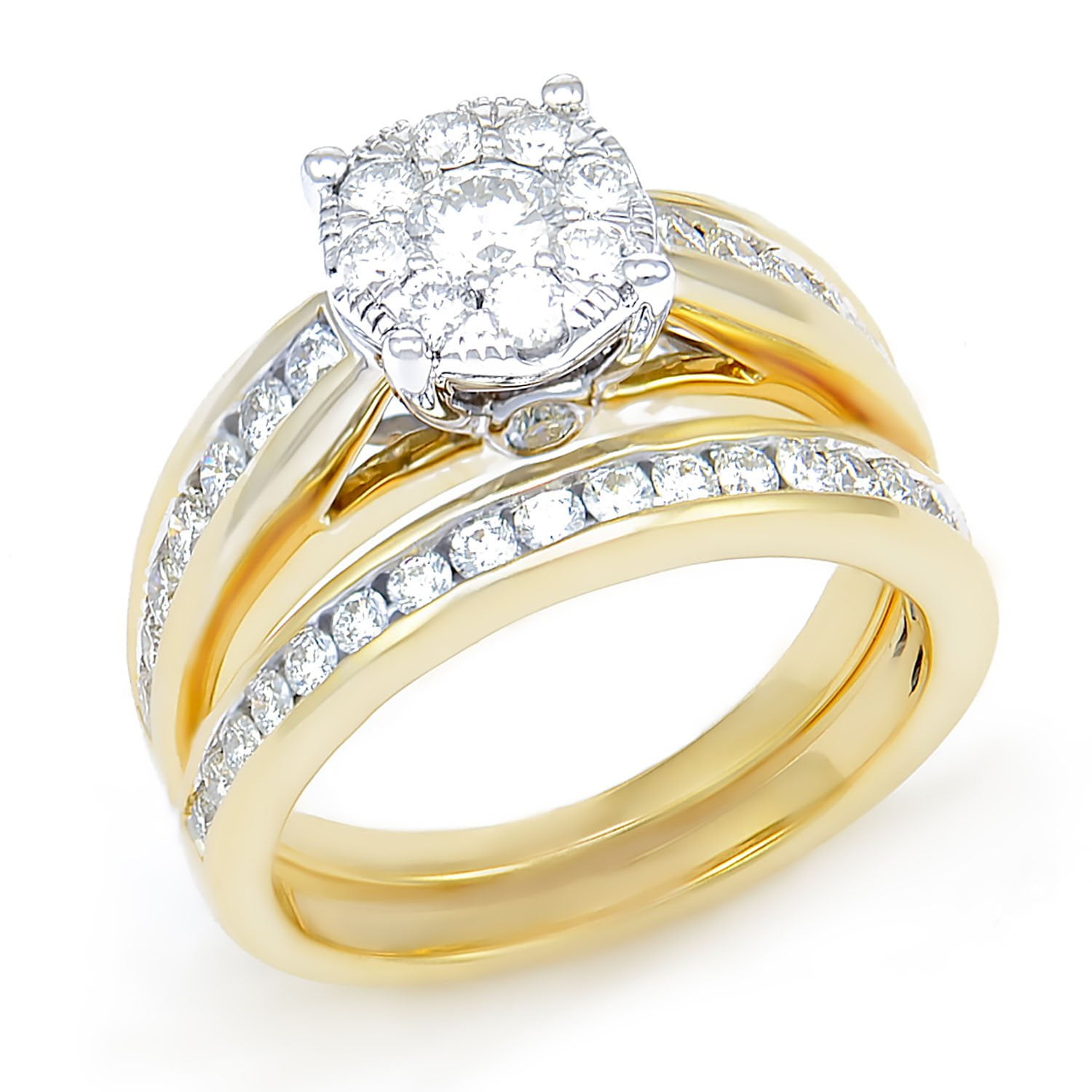 Diamond Composite Wedding Ring Set in 14K Gold