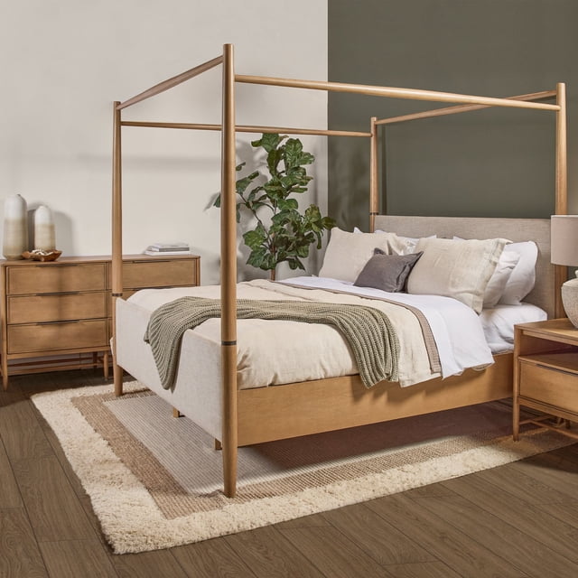 Charlotte Queen Canopy Bed, Blonde