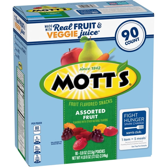 Mott's Assorted Fruit Flavored Snacks, 0.8 oz., 90 pk.