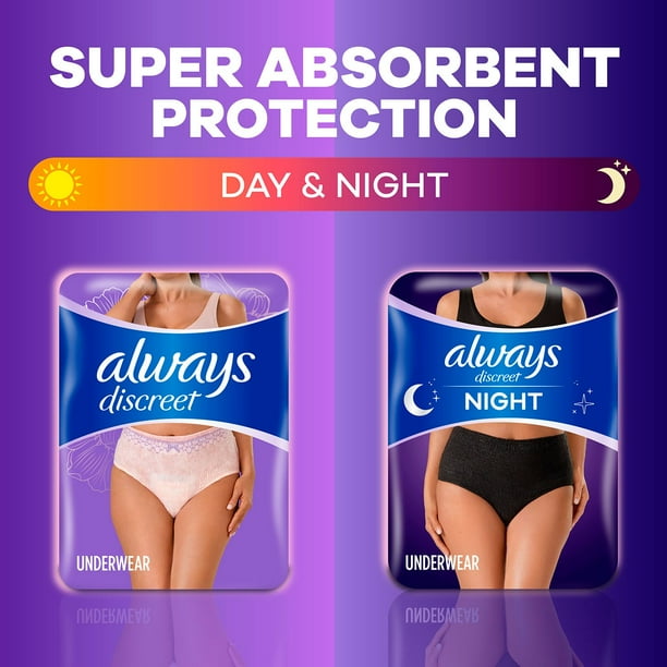 Always Discreet Adult Incontinence Overnight Underwear, Choose