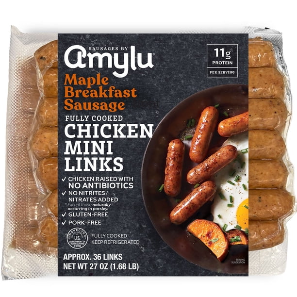 Amylu Maple Breakfast Sausage Chicken Mini Links, 27 oz