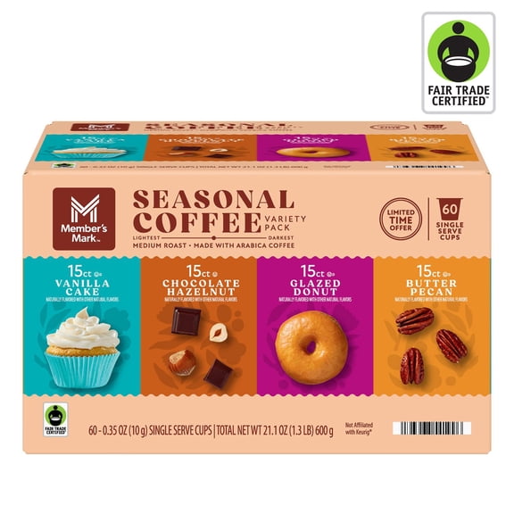 Member's Mark Seasonal Coffee Medium Roast Coffee Pods, Variety Pack, 60 ct.