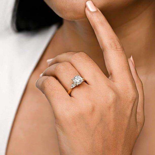 Lab Created Diamond Three Stone Ring in 18K Gold, 2.37 C.T.W.T.