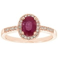 thumbnail image 1 of Oval Cut Gemstone and 0.15 CT. T.W. Halo Diamond Ring in 14K Gold, 1 of 6