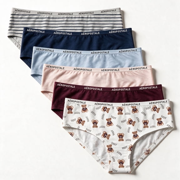 Aeropostale Women’s Cotton Stretch Hipster Panties, 6 Pack