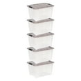 thumbnail image 1 of IRIS USA, Stack & Pull 53 Quart Clear Plastic Storage Boxes with Buckles, 16.50" W x 22" L x 13.03" H, 5 Piece Set, 1 of 10