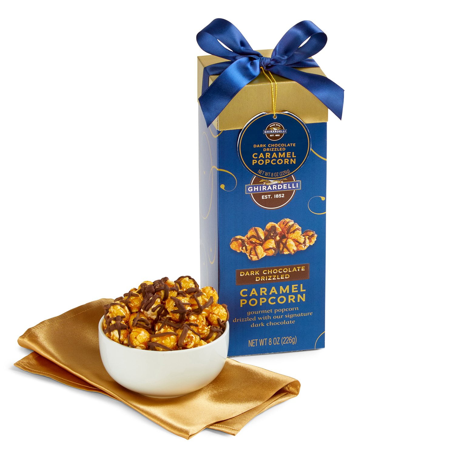 Ghirardelli Dark Chocolate Drizzled Caramel Popcorn, 8 oz