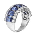 thumbnail image 2 of Emerald and Round Cut Lab Created Blue Sapphire Ring in Sterling Silver, 2 of 7