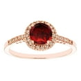 thumbnail image 1 of Round Cut Gemstone & 0.13 CT. T.W. Halo Diamond Ring in 14K Gold, 1 of 5