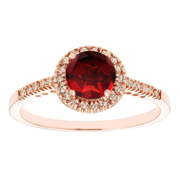 Round Cut Gemstone & 0.13 CT. T.W. Halo Diamond Ring in 14K Gold