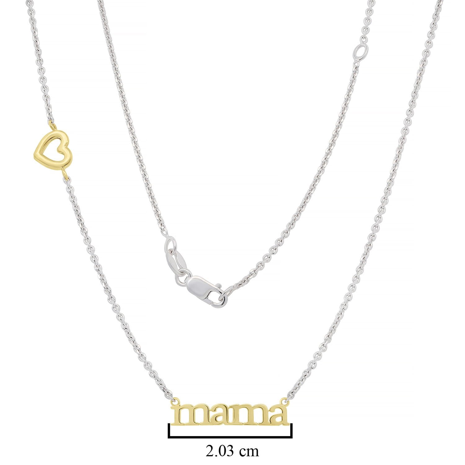 Adjustable Mama & Heart Necklace in Italian Sterling Silver and
