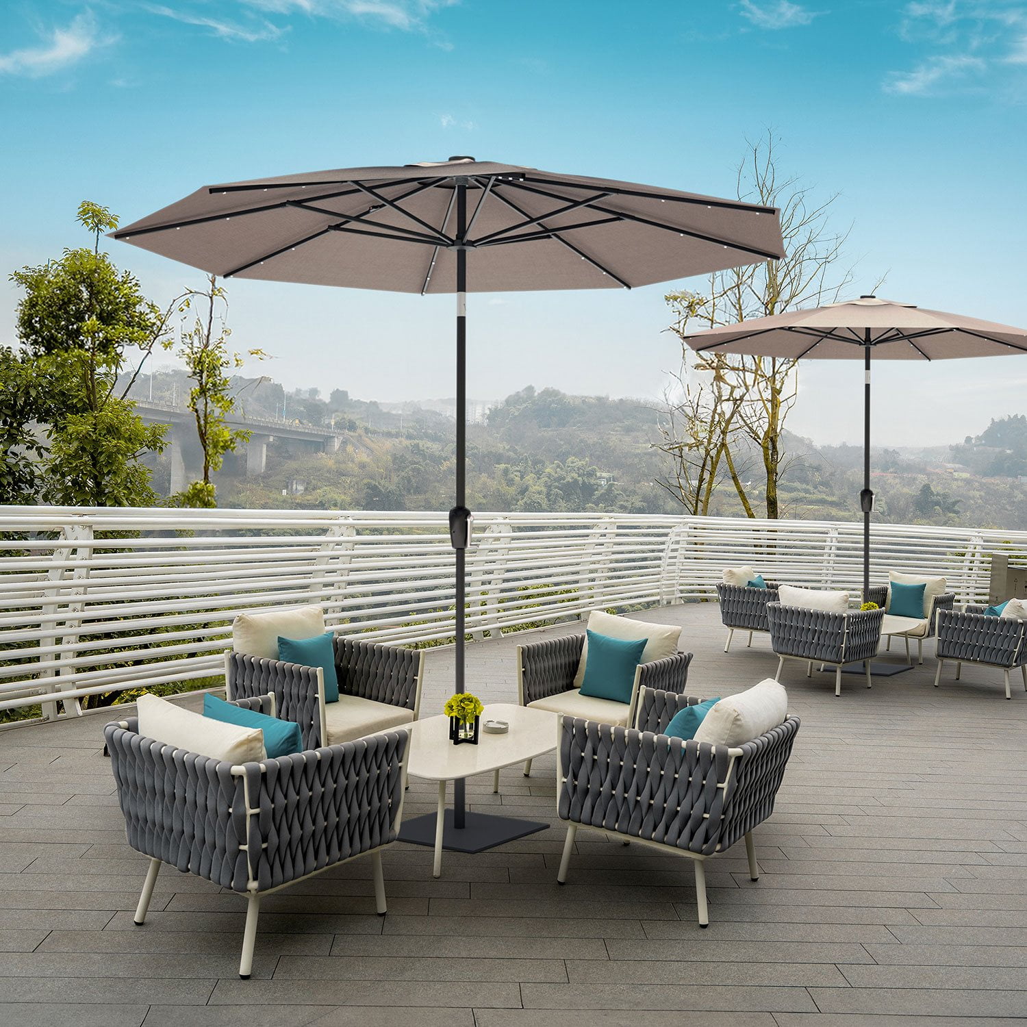 coolaroo patio umbrellas Outdoor Roller Shade with Wand This umbrella comes with Color:Ice-Lavender CorLiving 9.5-ft Steel Push-button SKY5680:0-0-0-0