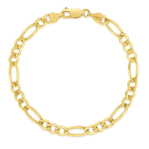 Solid Figaro Link Chain Bracelet in 14K Gold