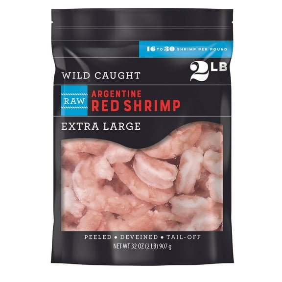 Wild Caught Extra Large Raw Argentine Red Shrimp, Frozen, 16-30 ct. per pound, 2 lbs.