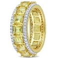 thumbnail image 4 of Princess Cut Gemstone & Diamond Eternity Ring in 14K Gold, 4 of 7