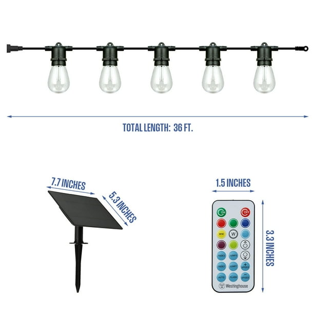 ランタン Westinghouse 36' Solar Powered LED Color Changing String Light Set