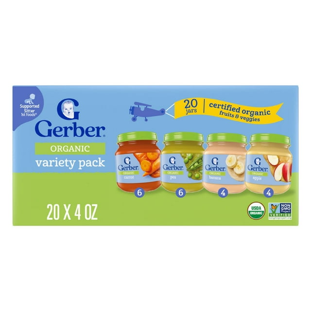 Gerber 1st Foods Organic Baby Food, Fruit & Veggie Value Pack, 4 oz., 20 ct.