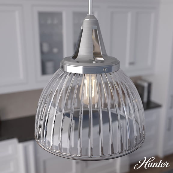 Hunter Cypress Grove with Clear Holophane Glass 1 Light Pendant Ceiling Light Fixture