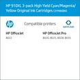 thumbnail image 2 of HP 910XL, High Yield Cyan/Magenta/Yellow Original Ink Cartridge, 3 Color Pack, 2 of 8