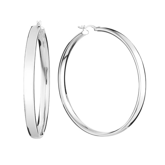 Wedding Band Style Hoop Earrings in Sterling Silver
