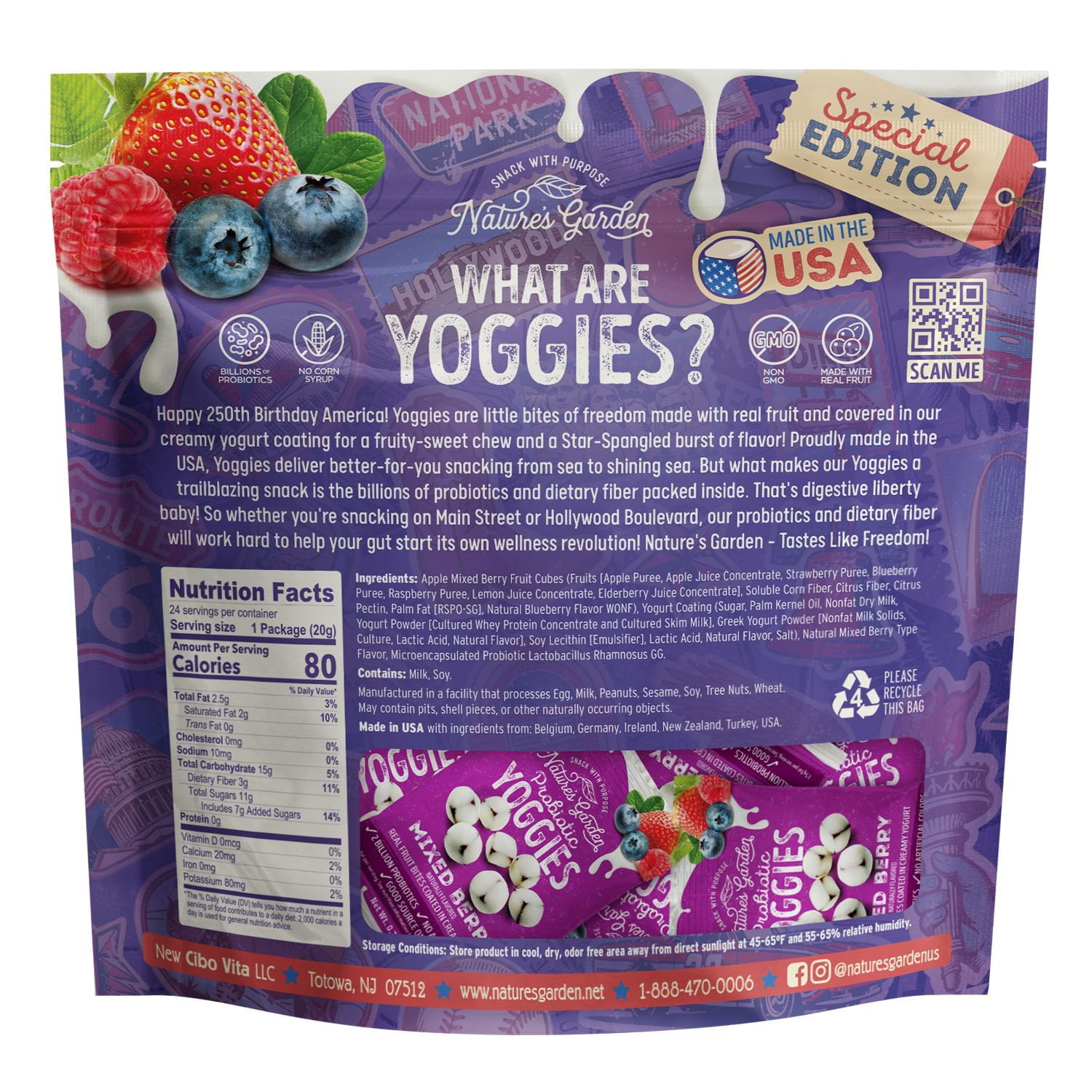 Nature's Garden Probiotic Mixed Berry Yoggies 0.7 oz., 24 pk