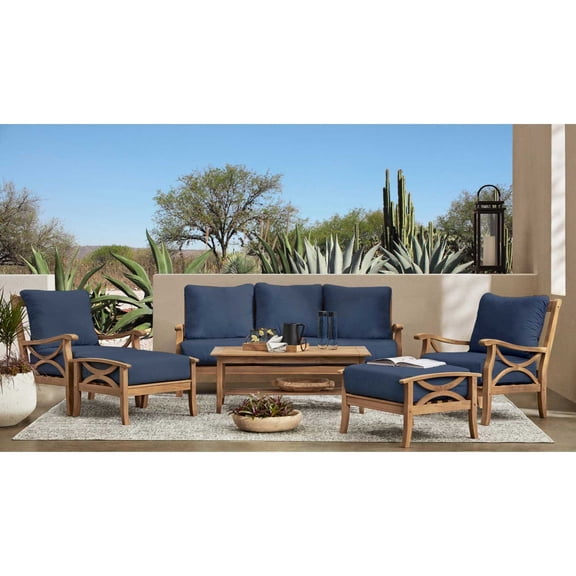 Member's Mark Catalina Teak Set with Sunbrella Fabric, 6pc