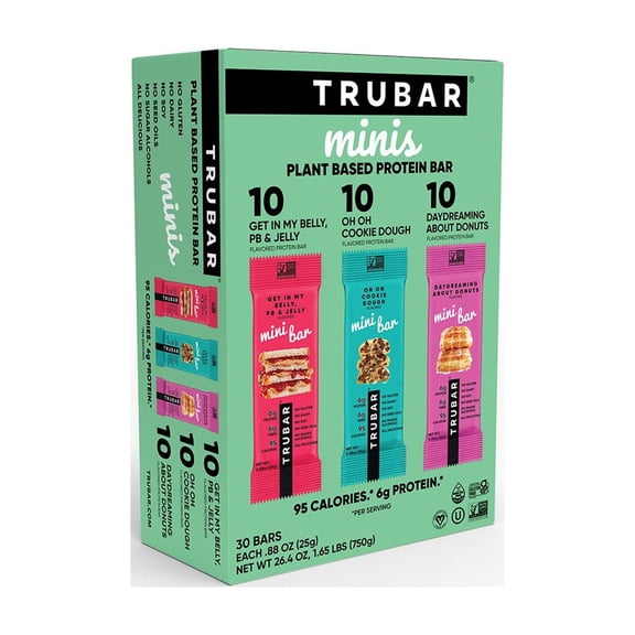 TRUBAR Plant Based Mini Protein Bars, 30 ct.