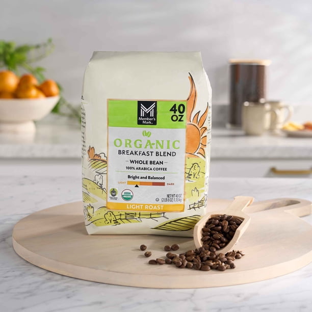 Member's Mark Organic Breakfast Blend Whole Bean Coffee, 40 oz
