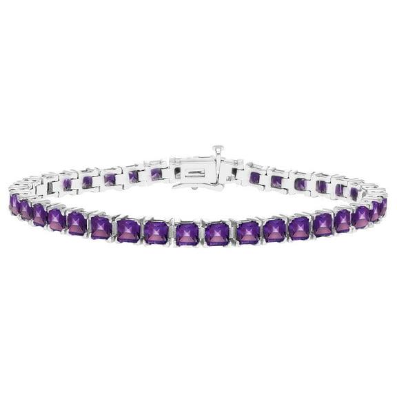 Princess Cut Gemstone Tennis Bracelet in Sterling Silver