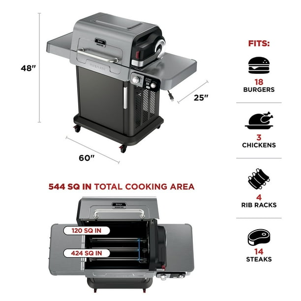 Ninja FlexFlame 5-in-1 Propane Grill & Smoker Outdoor Cooking