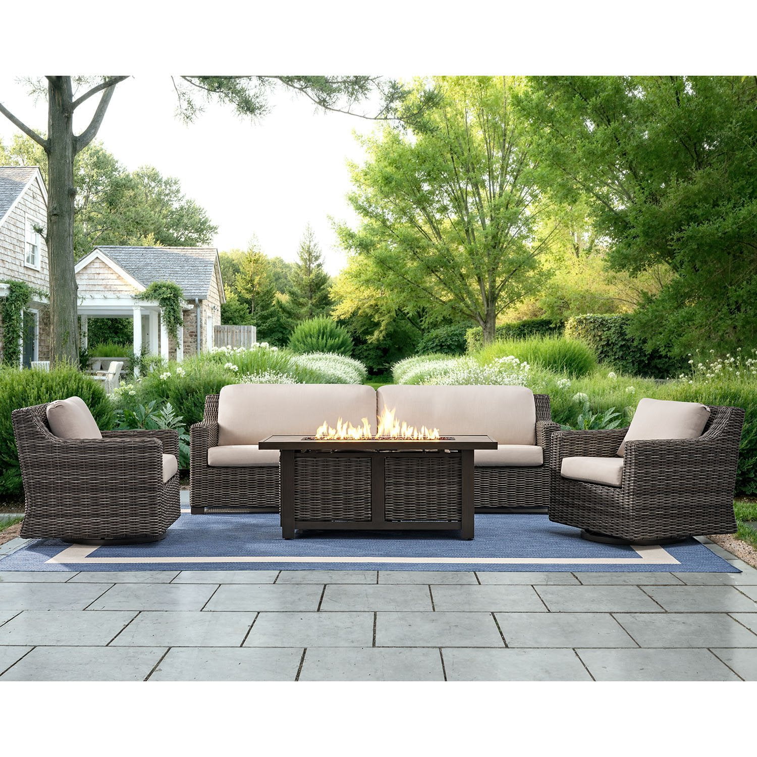 4-Piece Member's Mark Breck XL Deep Seating Fire Set with Sunbrella Fabric