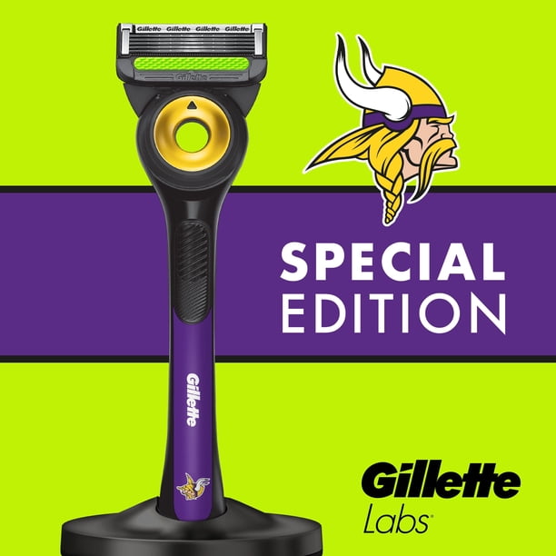 Gillette Labs Official Vikings Licensed Men's Razor, Handle + 8