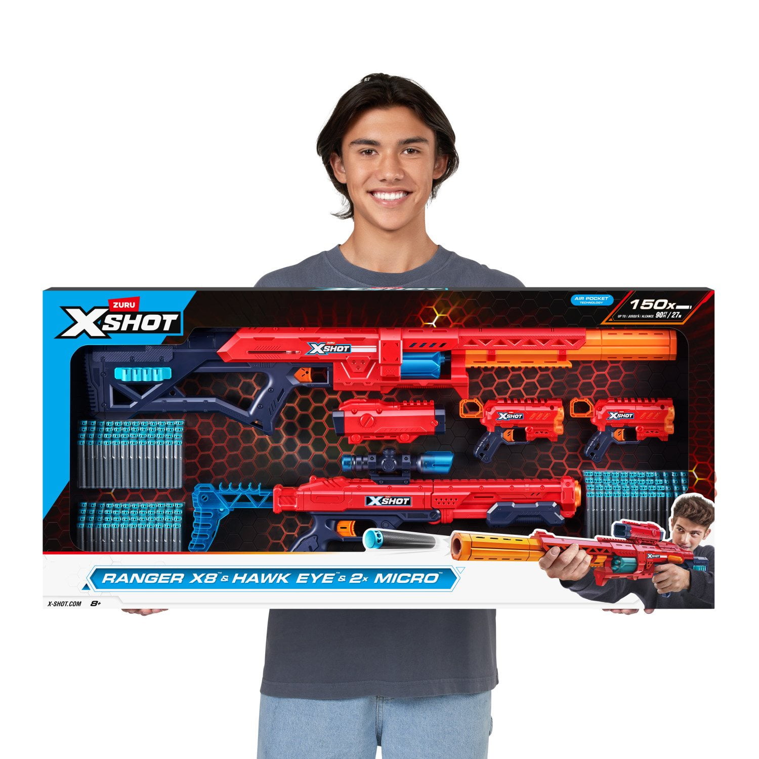 ZURU XSHOT Excel Ranger X8 & Hawk Eye & Micro Blaster Combo Pack