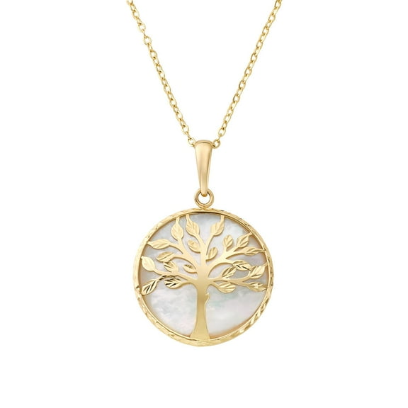 Tree of Life Pendant with Mother of Pearl in 14K Gold