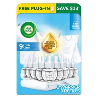 Air Wick Plug-In Scented Oil Warmer Air Freshener Refills, Fresh Linen, Choose Pack