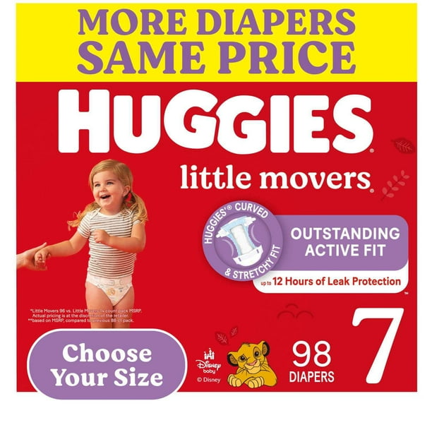 Huggies Little Movers Baby Diapers, Size 3-8