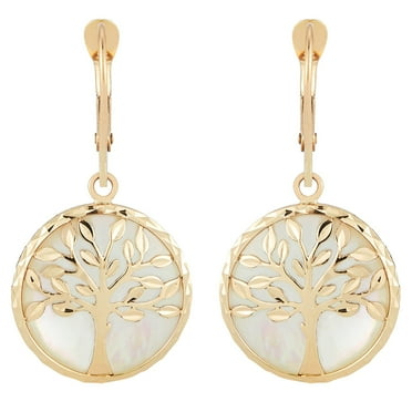 Tree of Life Dangle Earrings in 14K Gold