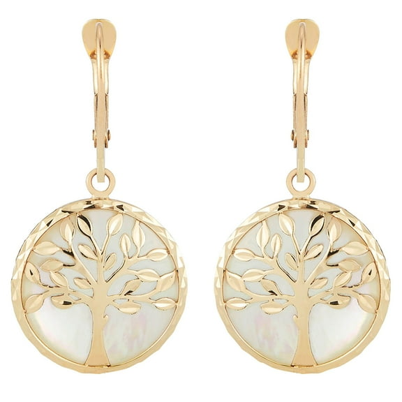 Tree of Life Dangle Earrings in 14K Gold